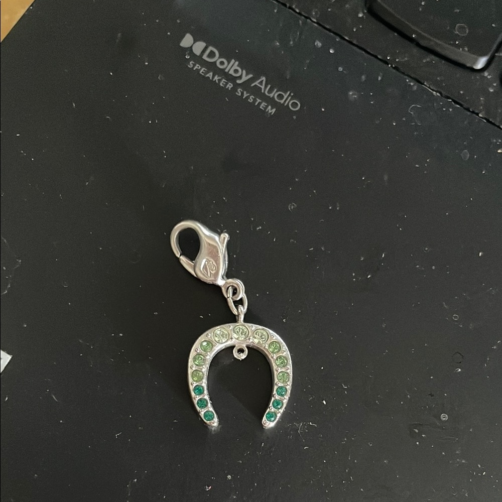 Swavorski Silver and Green Crystal Horseshoe Charm